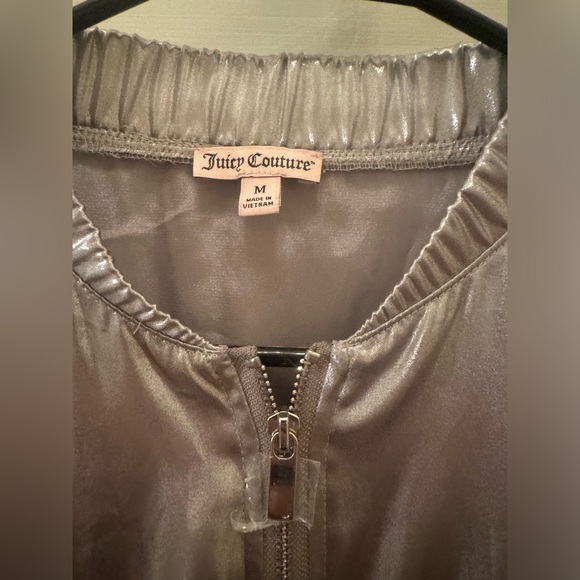 Vintage Juicy Couture Metallic Silver Bomber Jacket Size M - Picture 3 of 8